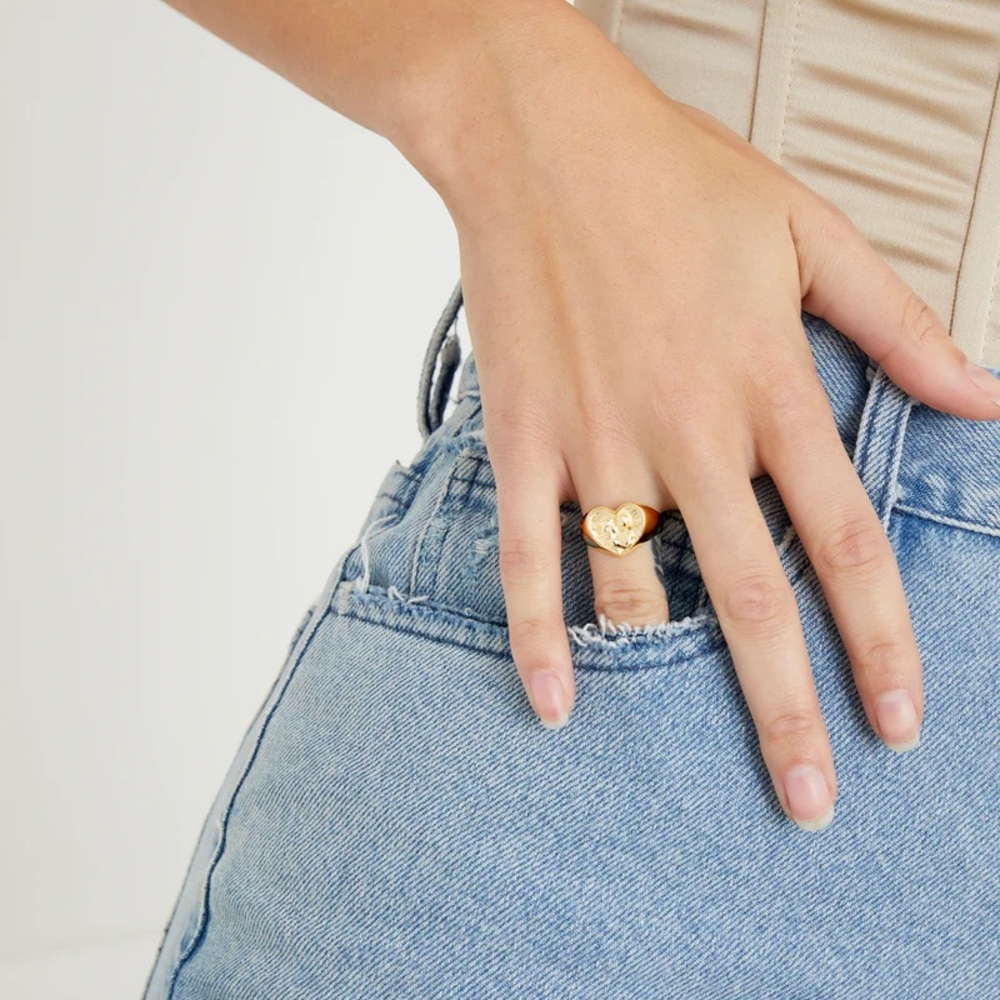 Gold Angel Signet Ring